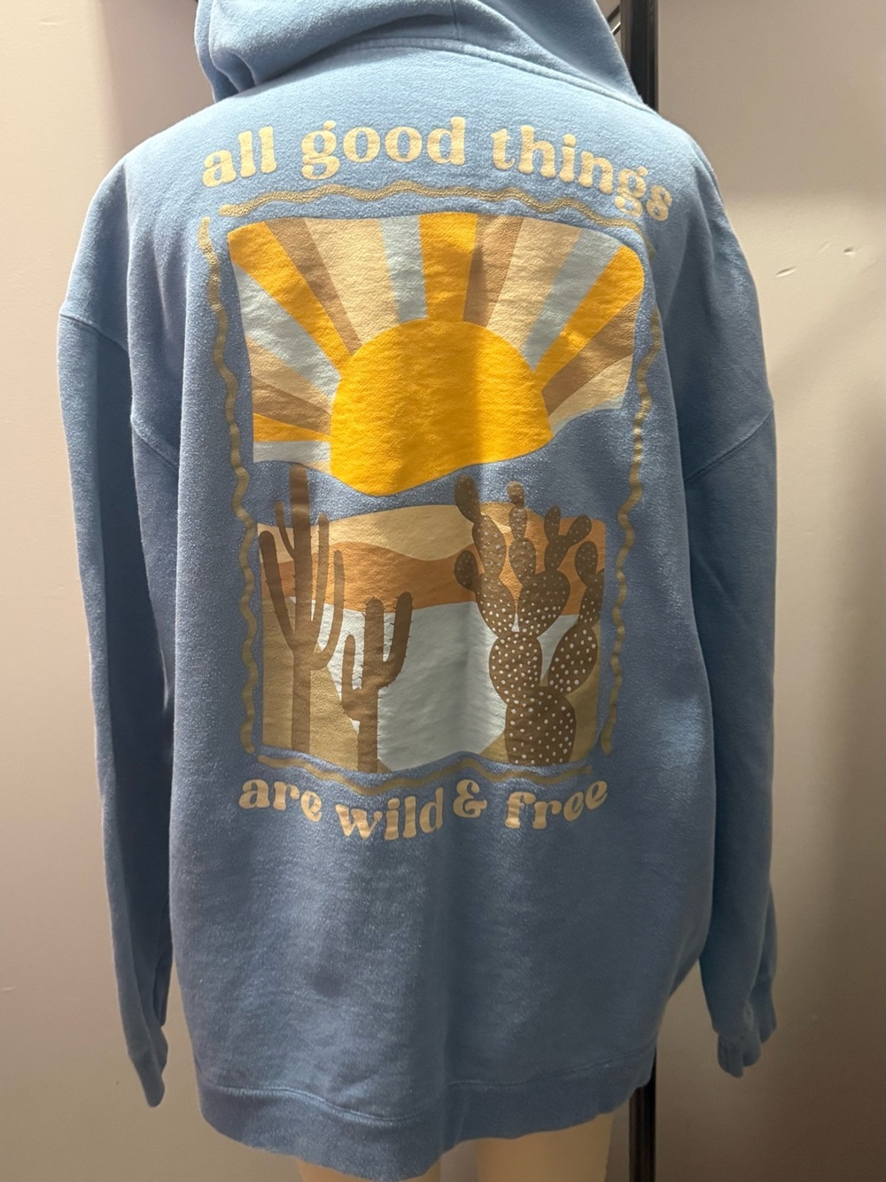 Blue Graphic Hoodie Sweatshirt - All Good Things Desert Print - Picture 7 of 9